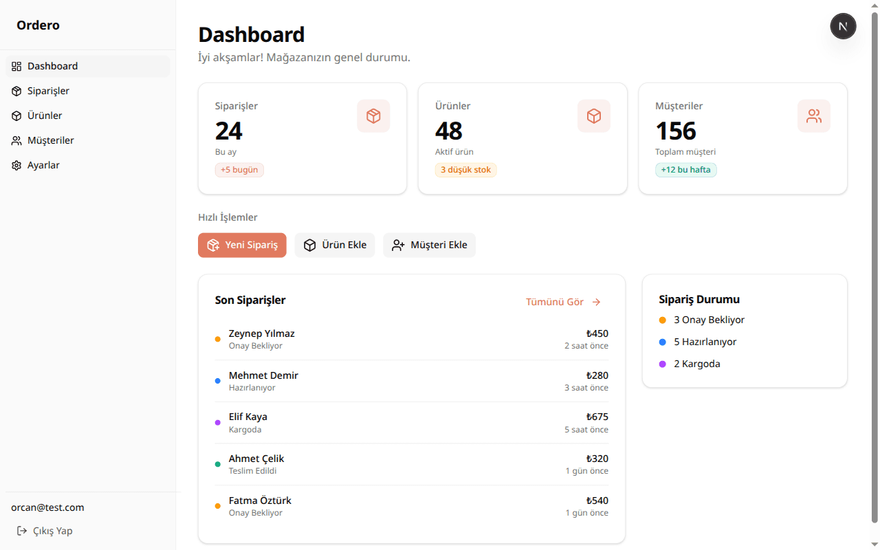 Dashboard - Masaüstü